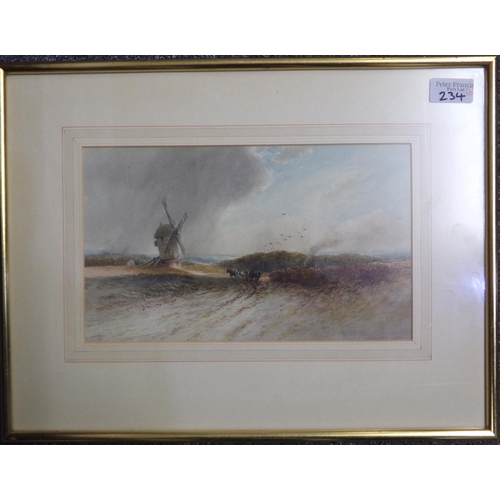 234 - Manner of David Cox Junior, Conway with castle and coastline, signed verso dated 28th August'54.  Wa... 