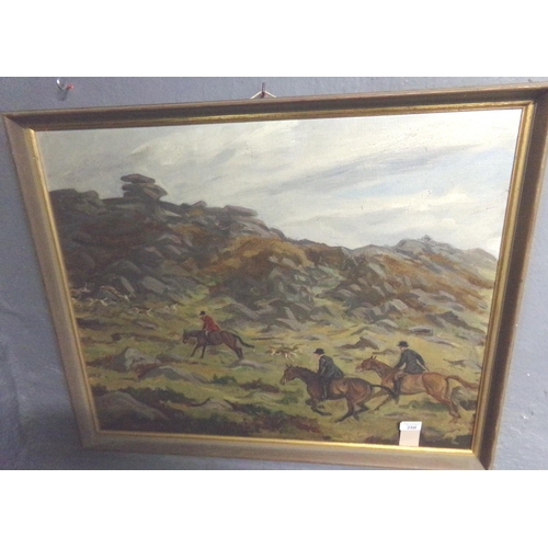 250 - V Roberts (Welsh School 20th century), upland foxhunting scene, possibly the Carmarthenshire, signed... 