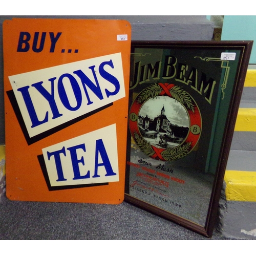 251 - Vintage metal  advertising sign 'Buy Lyon's Tea'.  75x50cm approx.  Together with a framed advertisi... 