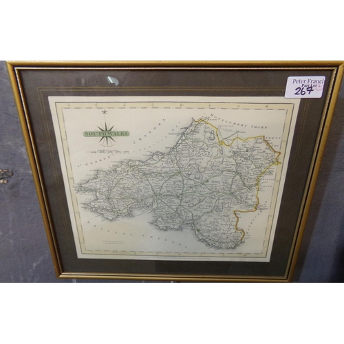 267 - John Speede, 'Breknoke', an original later coloured map, Framed and glazed, together with John Bleau... 