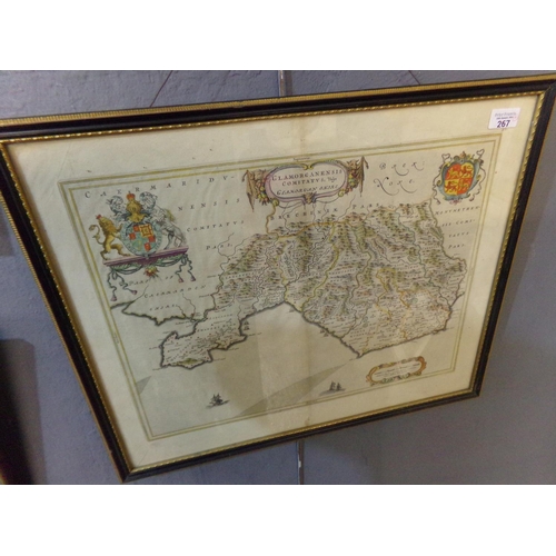 267 - John Speede, 'Breknoke', an original later coloured map, Framed and glazed, together with John Bleau... 