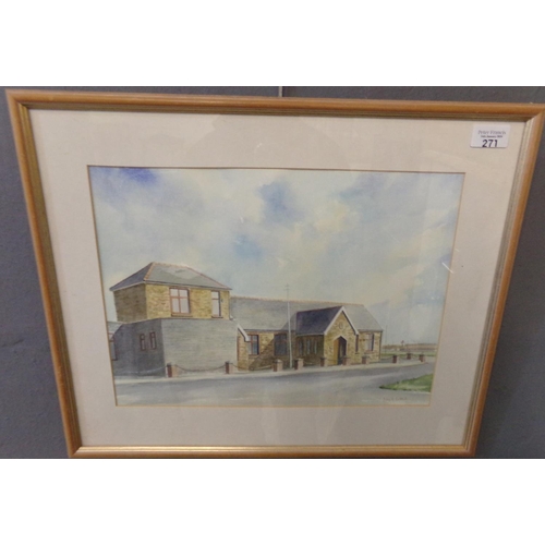 271 - David Evans (Welsh 20th century) architectural study, watercolours. Framed.