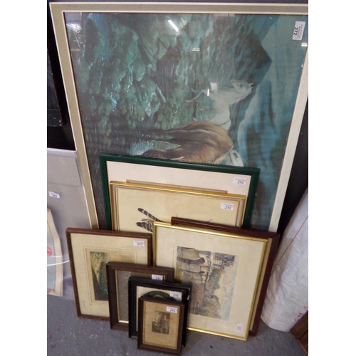 272 - Group of assorted pictures, prints, portraits etc. various.  (9)  (B.P. 21% + VAT)