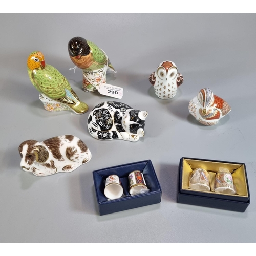 290 - Collection of Royal Crown Derby animal paperweights to include: 'Scruff', 'Misty', 'Teal Duckling', ... 