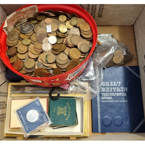 293 - Box of assorted GB and other coinage: Festival of Britain 1951, 1914-63 Commemorative  Coin Presiden... 