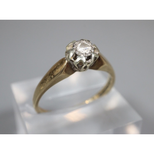 325 - Gold diamond solitaire ring. Indistinct hallmarks.  2.1 g approx.  Size O1/2.  (B.P. 21% + VAT)