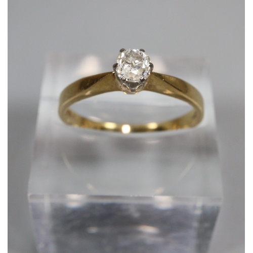 327 - 18ct gold diamond solitaire ring.  2.8g approx.  Size M.  (B.P. 21% + VAT)