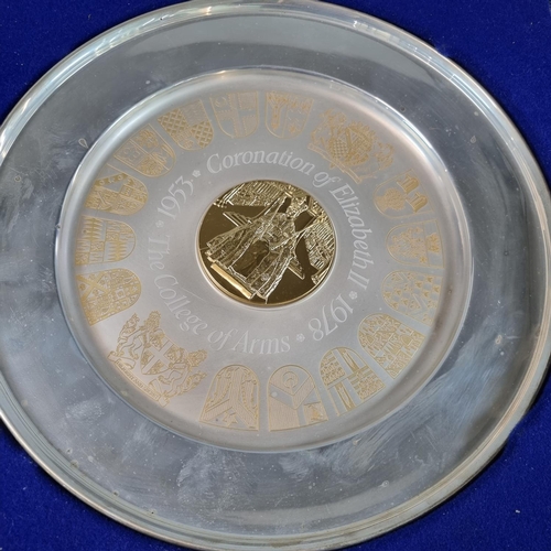 34 - Case limited edition silver College of Arms 1953-1978 Queen's Coronation dish/plate.  26.5cm dimeter... 