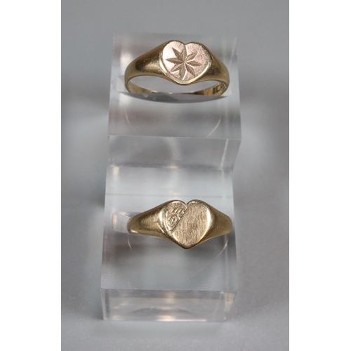 343 - Two 9ct gold signet rings.  4.3g approx.  (2)   (B.P. 21% + VAT)