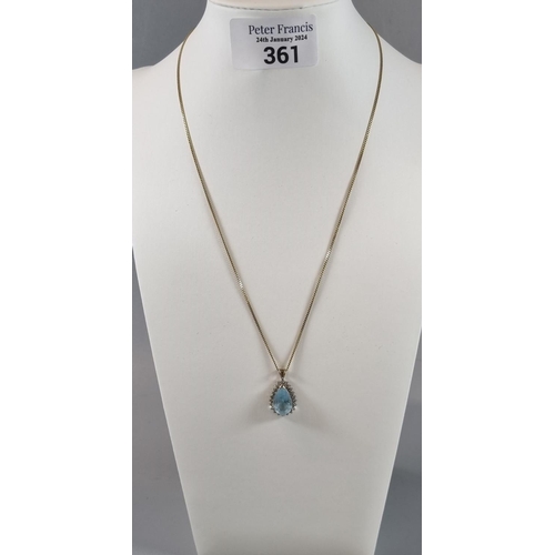 361 - 9ct gold fine link chain.  1.9g approx., together with 9ct white gold pear drop pendant.   (B.P. 21%... 