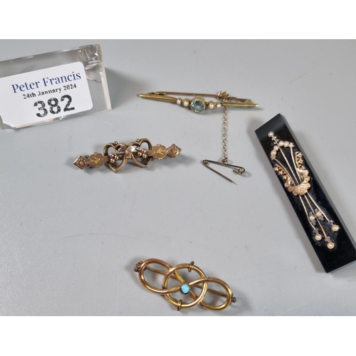 382 - Collection of Victorian/Edwardian gold brooches, 15 and 9ct. (B.P. 21% + VAT)