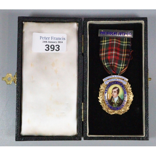 393 - Robert Burns, A President Medal, 1979/80 for The Coventry and District Caledonian Society.   (B.P. 2... 