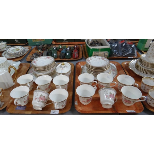 443 - Six trays of china to include: two trays of Spode 'Fleur-de-lis' gold design coffeeware, two trays o... 