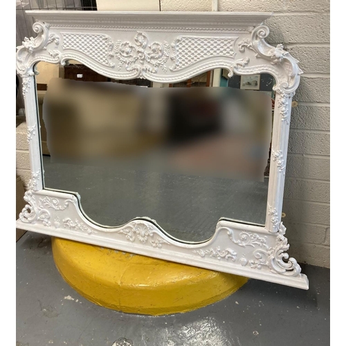 480 - Rococo style painted over mantle mirror.  138x105cm approx.   (B.P. 21% + VAT)