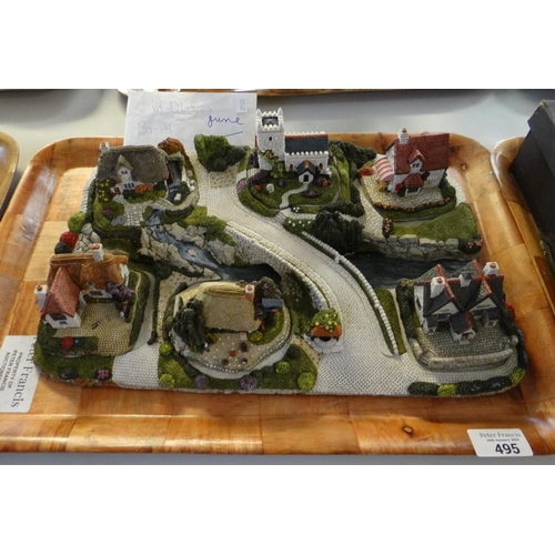 495 - Royal Doulton Fraser Creations 'Old Millers Brook' set of six model buildings on base. Includes COA'... 