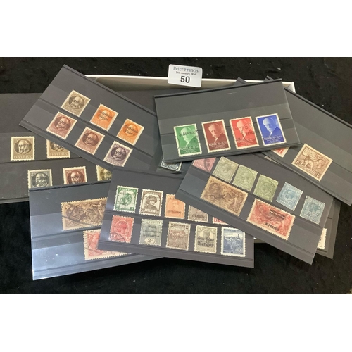 50 - All World selection of stamps, mostly on black cards in small box, good range of mint and used.   (B... 