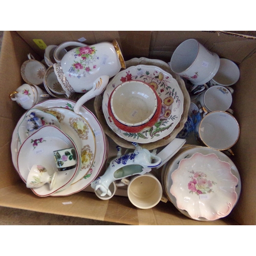 527 - Two boxes of china to include: dinner ware, bowls, cheese dish and cover, plates etc.  (2)   (B.P. 2... 