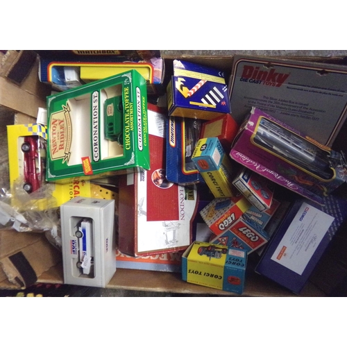 538 - Box of diecast model vehicles and other items, to include: replica Corgi Toys 55 Forsdon tractor and... 