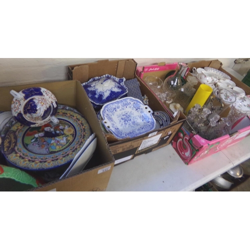 542 - Four boxes of assorted china and glass.  (4)   (B.P. 21% + VAT)