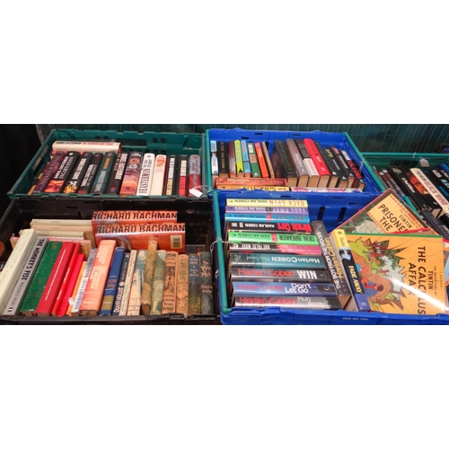 549 - Four crates of mostly hardback books and first editions to include: Richard Bachmann (Stephen King);... 