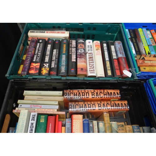 549 - Four crates of mostly hardback books and first editions to include: Richard Bachmann (Stephen King);... 