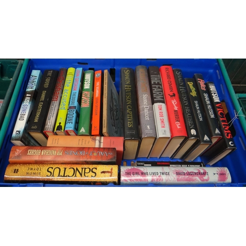 549 - Four crates of mostly hardback books and first editions to include: Richard Bachmann (Stephen King);... 