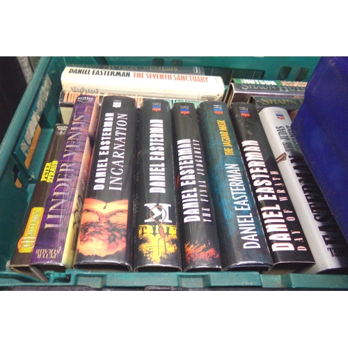 549 - Four crates of mostly hardback books and first editions to include: Richard Bachmann (Stephen King);... 