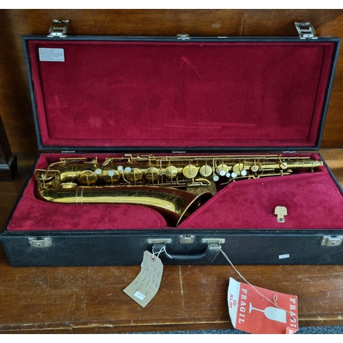 63 - Band Instument Co 'The Elkhart' saxophone marked Elkhart-India USA, in original velvet lined case. W... 