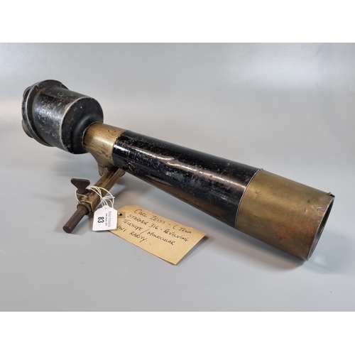 83 - Karl Zeiss Starmor No. 316 brass and enamelled white metal fixed mount triple ocular telescope, prob... 