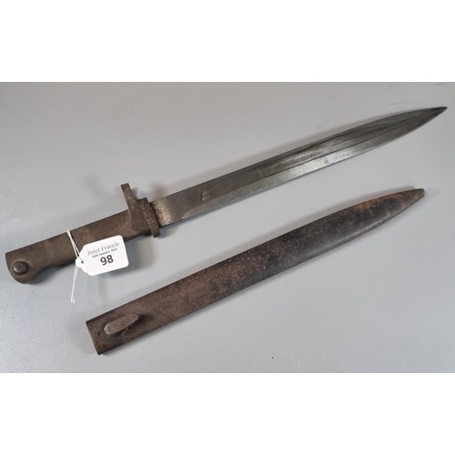 98 - German WWI period all steel Ersatz bayonet and scabbard.  Overall 46cm approx.   (B.P. 21% + VAT)