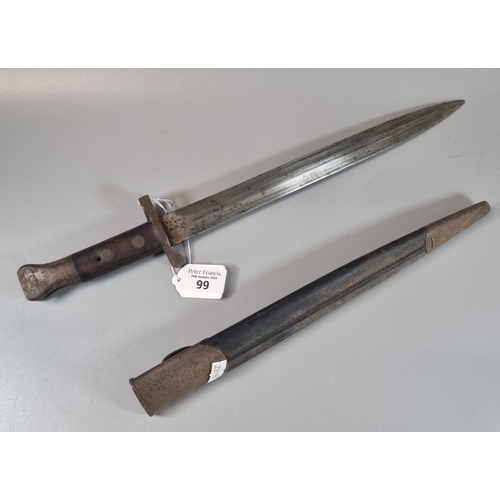 99 - British 1888 pattern Lee Metford bayonet and metal mounted steel scabbard.  44.5cm approx.   (B.P. 2... 