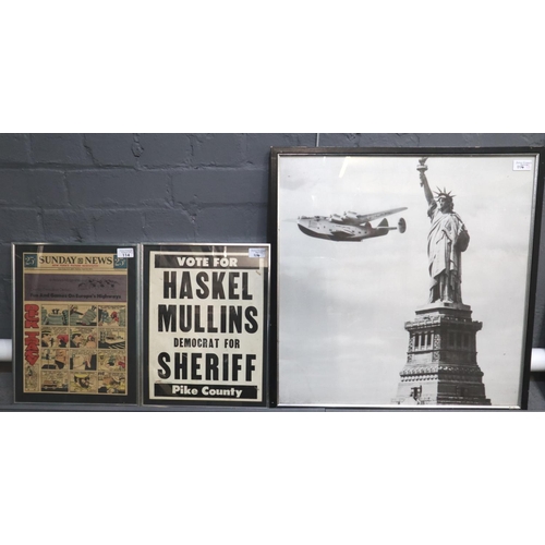 114 - American voting poster, 'Vote for Haskel Mullins, Democrat for Sherriff, Pike County' together with ... 