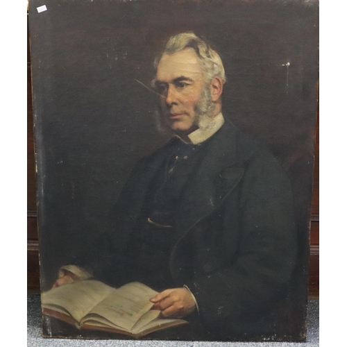 119 - British School (19th century), portrait of distinguished gentleman.  Oils on canvas.  90x72cm approx... 