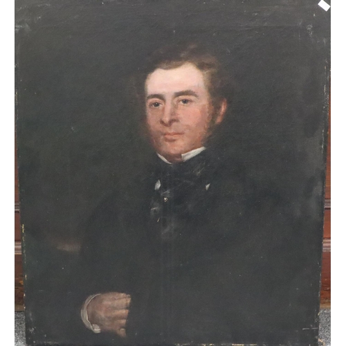 120 - British School (19th century), portrait of distinguished gentleman.  Oils on canvas.  77x64cm approx... 