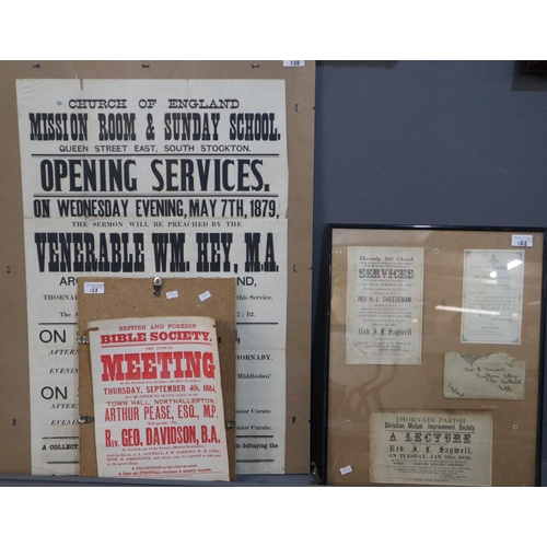 128 - Original Church of England Mission room and Sunday School poster dated 1879, group of Summonses and ... 