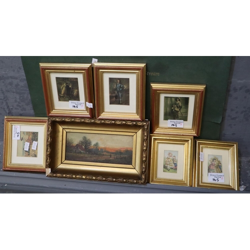 145 - Collection of assorted portrait miniature prints, a folio of unframed prints after Richard J Willett... 