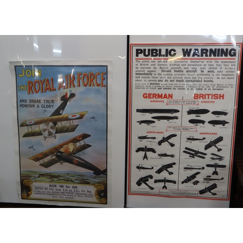 149 - Group of assorted reproduction WWI and WWII posters to include: 'Join the Royal Airforce', Decoratio... 