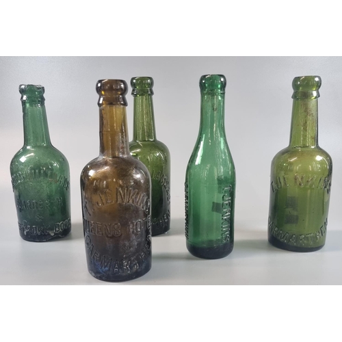 15 - Vintage glass bottles to include: James Williams Narbeth and Pembroke Dock, Haydn Williams Carmarthe... 