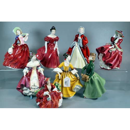 151 - Collection of eight Royal Doulton bone china figurines to include: 'Stephanie', 'Rachel', 'Lydia' et... 