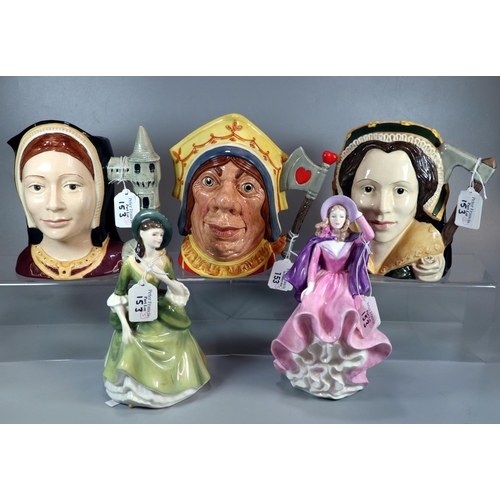 153 - Three Royal Doulton Character Jugs to include: 'Catherine Howard', 'Catherine or Aragon' and 'The Re... 