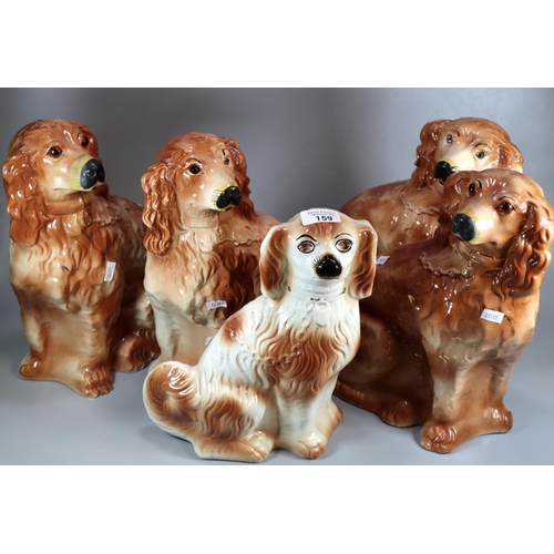 159 - Collection of Staffordshire ceramic fireside dogs.  (5)    (B.P. 21% + VAT)