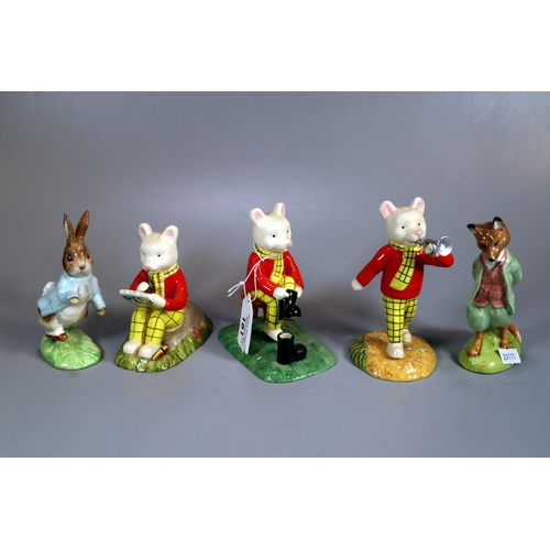161 - Three Royal Doulton Rupert The Bear figurines to include: 'Out for the day', 'Something to draw' and... 
