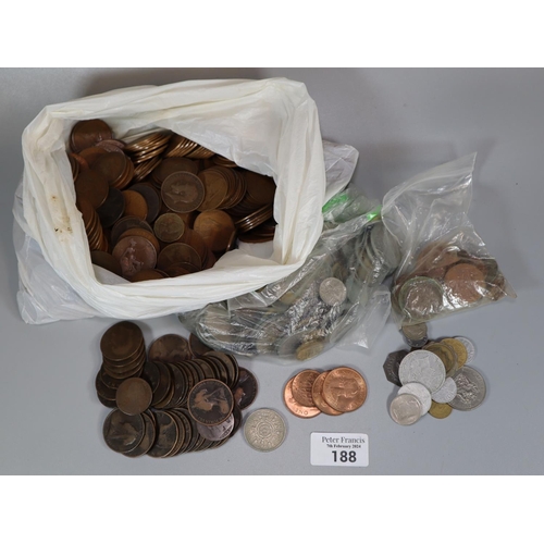 188 - Plastic tub of GB coinage.  (B.P. 21% + VAT)