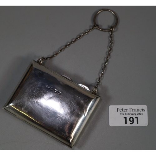 191 - Edwardian silver chatelaine purse by Dowler and sons Birmingham 1911.  (B.P. 21% + VAT)