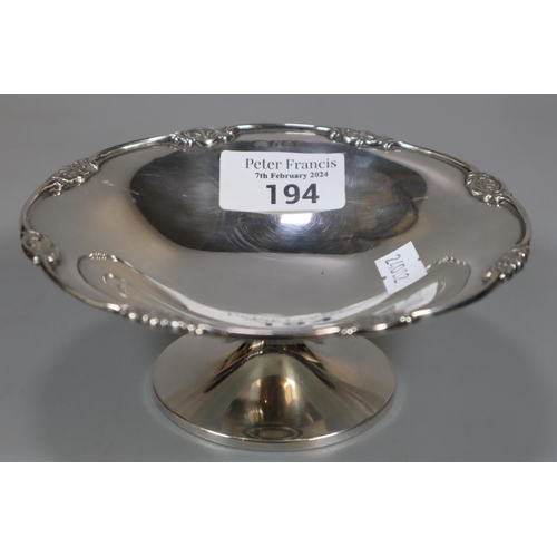 194 - George V silver pedestal dish/tazza, by Elkington & Co Birmingham 1929.  4.55 troy oz approx.  (B.P.... 