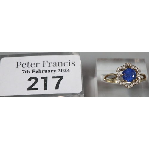 217 - 9ct gold and kyanite ring.  2.2g approx.  Size M1/2.  With Gem TV Promise Certificate.  (B.P. 21% + ... 