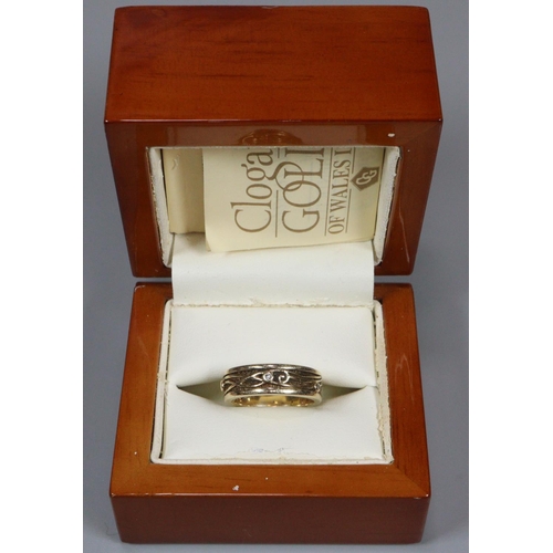 222 - Clogau 9ct gold and diamond wedding band.  5.6g approx.  Size K1/2.  In original box.  (B.P. 21% + V... 