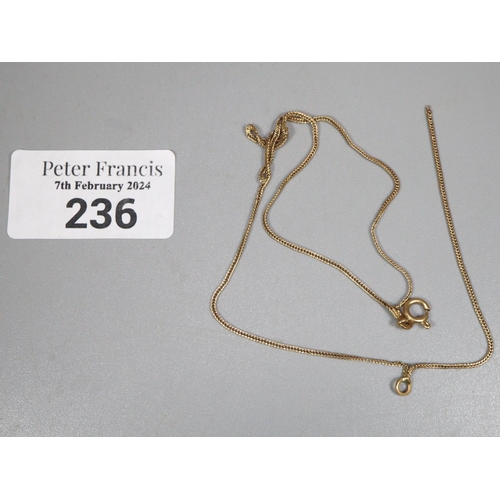 236 - 18ct gold fine  necklace 2.3g approx.  (B.P. 21% + VAT)