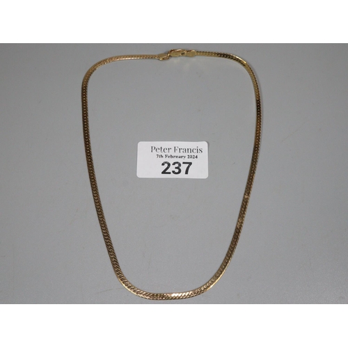 237 - 18ct gold herring bone design ladies necklace.  10.8g approx.  (B.P. 21% + VAT)