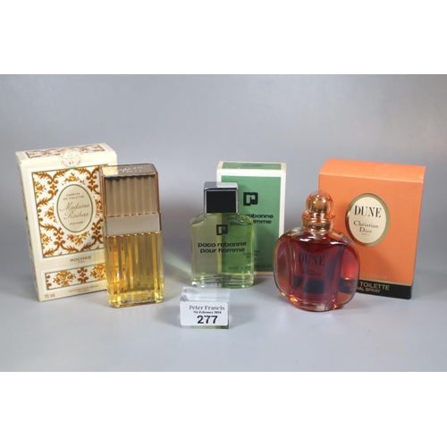 277 - Three designer perfumes and aftershave to include: Christian Dior Paris 'Dune', Paco Rabanne 'Pour H... 